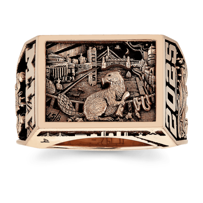 10k Rose Gold, Antiqued Finish